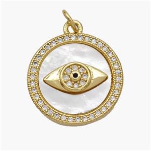 Copper Eye Pendant Pave Shell Zirconia 18K Gold Plated, approx 18mm [FN48258]