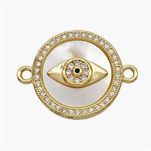 Copper Eye Connector Pave Shell Zirconia 18K Gold Plated, approx 18mm [FN48259]