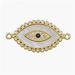 Copper Eye Connector Pave Shell Zirconia 18K Gold Plated, approx 15-24mm [FN48260]