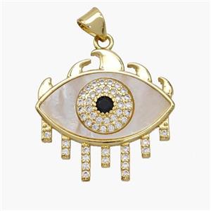 Copper Eye Pendant Pave Shell Zirconia 18K Gold Plated, approx 24-25mm [FN48261]