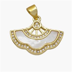 Copper Skirt Pendant Pave Shell Zirconia 18K Gold Plated, approx 14-21mm [FN48269]