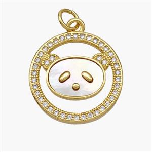 Copper Panda Pendant Pave Shell Zirconia 18K Gold Plated, approx 18mm [FN48277]