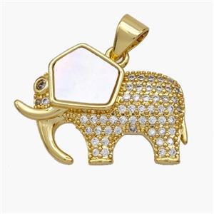 Copper Elephant Pendant Pave Shell Zirconia 18K Gold Plated, approx 15-22mm [FN48280]