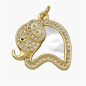 Copper Elephant Pendant Pave Shell Zirconia 18K Gold Plated, approx 17-20mm [FN48283]