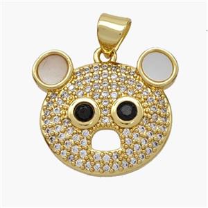 Copper Panda Pendant Pave Shell Zirconia Bear 18K Gold Plated, approx 18-20mm [FN48285]