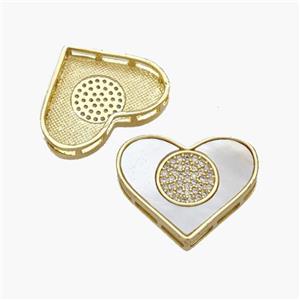 Copper Heart Pendant Pave Shell Zirconia 18K Gold Plated, approx 19-23mm [FN48289]