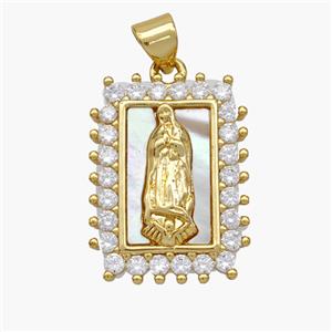 Copper Jesus Pendant Pave Shell Zirconia 18K Gold Plated, approx 15-21mm [FN48297]