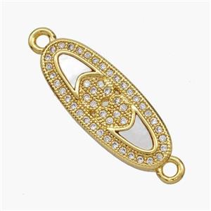 Copper Oval Connector Pave Shell Zirconia 18K Gold Plated, approx 9-23mm [FN48302]
