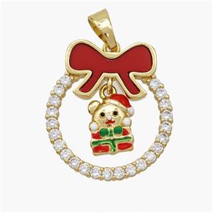 Christmas Christ Child Copper Bow Pendant Pave Shell Zirconia Painted 18K Gold Plated, approx 8-10mm, 22-25mm [FN48326]