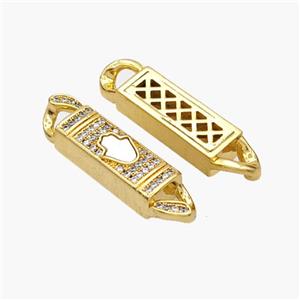 Copper Stick Connector Pave Shell Zirconia Hamsahand 18K Gold Plated, approx 6-33mm [FN48356]