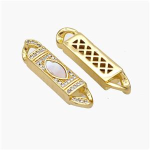 Copper Stick Connector Pave Shell Zirconia Eye 18K Gold Plated, approx 6-33mm [FN48358]