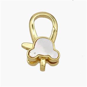 Copper Lobster Clasp Pave Shell 18K Gold Plated, approx 8-18mm [FN48369]
