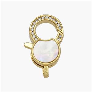 Copper Lobster Clasp Pave Shell 18K Gold Plated, approx 11-20mm [FN48371]