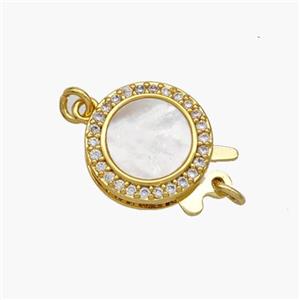 Copper Clasp Pave Shell Sun 18K Gold Plated, approx 12mm [FN48376]