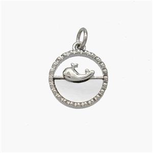 Copper Dolphin Pendant Pave Shell Platinum Plated, approx 13mm [FN48378]