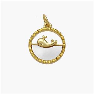 Copper Dolphin Pendant Pave Shell Gold Plated, approx 13mm [FN48379]