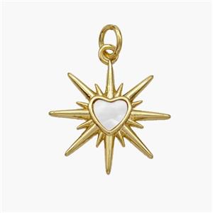 Copper Heart Star Pendant Pave Shell Gold Plated, approx 17mm [FN48381]