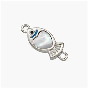 Copper Fish Connector Pave Shell Platinum Plated, approx 7-13mm [FN48382]