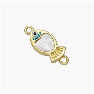Copper Fish Connector Pave Shell Gold Plated, approx 7-13mm [FN48383]