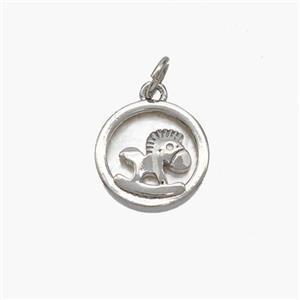 Copper Foal Pendant Pave Shell Horse Platinum Plated, approx 12mm [FN48384]