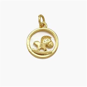 Copper Foal Pendant Pave Shell Horse Gold Plated, approx 12mm [FN48385]