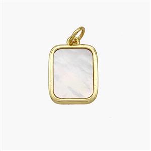 Copper Rectangle Pendant Pave Shell Gold Plated, approx 11-14mm [FN48387]