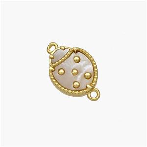 Copper Ladybug Connector Pave Shell Gold Plated, approx 10-12mm [FN48389]