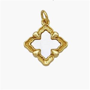 Copper Clover Pendant Pave Shell Gold Plated, approx 15mm [FN48393]