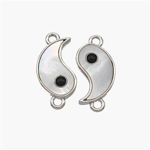 Copper Taichi Connector Pave Shell Yinyang Platinum Plated, approx 8-14mm [FN48401]