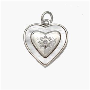 Copper Heart Pendant Pave Shell Platinum Plated, approx 15mm [FN48405]