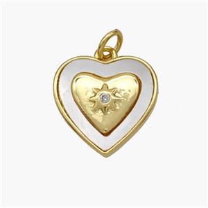 Copper Heart Pendant Pave Shell Gold Plated, approx 15mm [FN48406]