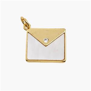 Copper Envelope Pendant Pave Shell Mailer Gold Plated, approx 13-15mm [FN48408]