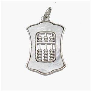 Copper Abacus Pendant Pave Shell Platinum Plated, approx 13-18mm [FN48417]