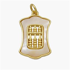 Copper Abacus Pendant Pave Shell Gold Plated, approx 13-18mm [FN48418]
