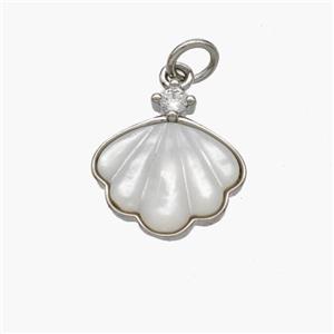 Copper Conch Pendant Pave Shell Platinum Plated, approx 13.5mm [FN48421]