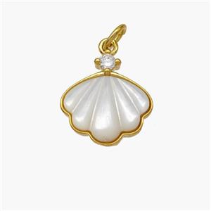 Copper Conch Pendant Pave Shell Gold Plated, approx 13.5mm [FN48422]