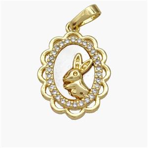 Copper Rabbit Pendant Pave Shell Zirconia 18K Gold Plated, approx 15-18mm [FN48424]