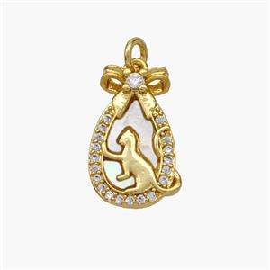 Copper Fox Pendant Pave Shell Zirconia 18K Gold Plated, approx 10-15mm [FN48425]
