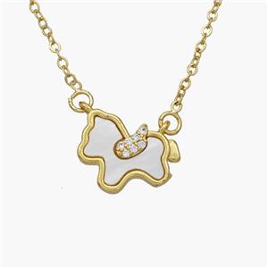 Copper Foal Necklace Pave Shell Horse Gold Plated, approx 11-15mm, 1.2mm, 44cm length [FN48609]