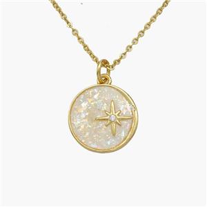 Copper Northstar Necklace Pave Fire Opal Gold Plated, approx 14mm, 1.2mm, 44cm length [FN48628]