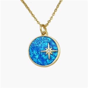 Copper Northstar Necklace Pave Fire Opal Gold Plated, approx 14mm, 1.2mm, 44cm length [FN48629]