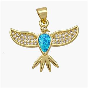 Copper Eagle Pendant Pave Fire Opal Zirconia Hawk 18K Gold Plated, approx 16-25mm [FN48650]