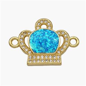 Copper Crown Connector Pave Fire Opal Zirconia 18K Gold Plated, approx 15-17mm [FN48673]