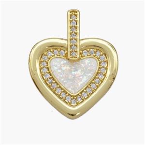 Copper Heart Pendant Pave Fire Opal Zirconia 18K Gold Plated, approx 18mm [FN48674]