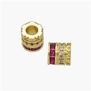 Copper Tube Beads Pave Zirconia Large Hole Gold Plated, approx 7.5mm, 3mm hole [FN48702]