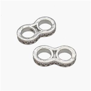 Copper 8 Beads Pave Zirconia 2holes Large Hole Platinum Plated, approx 8.5-17mm [FN48707]
