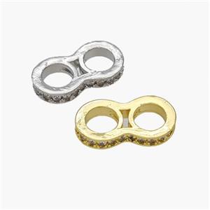 Copper 8 Beads Pave Zirconia 2holes Large Hole Mixed, approx 8.5-17mm [FN48709]