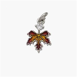 Copper Maple Leaf Pendant Painted Platinum Plated, approx 8-10mm [FN48712]