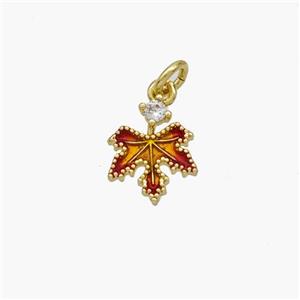 Copper Maple Leaf Pendant Painted Gold Plated, approx 8-10mm [FN48713]