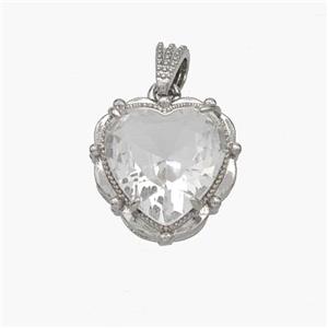Copper Heart Pendant Pave Crystal Glass Platinum Plated, approx 13mm [FN48715]